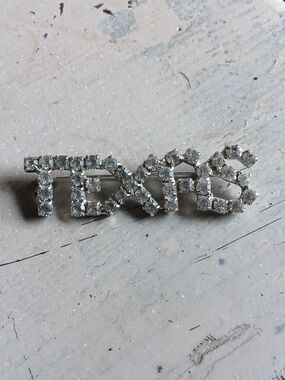 Vintage TEXAS Crystal Clear Brooch Pin Purse Charm